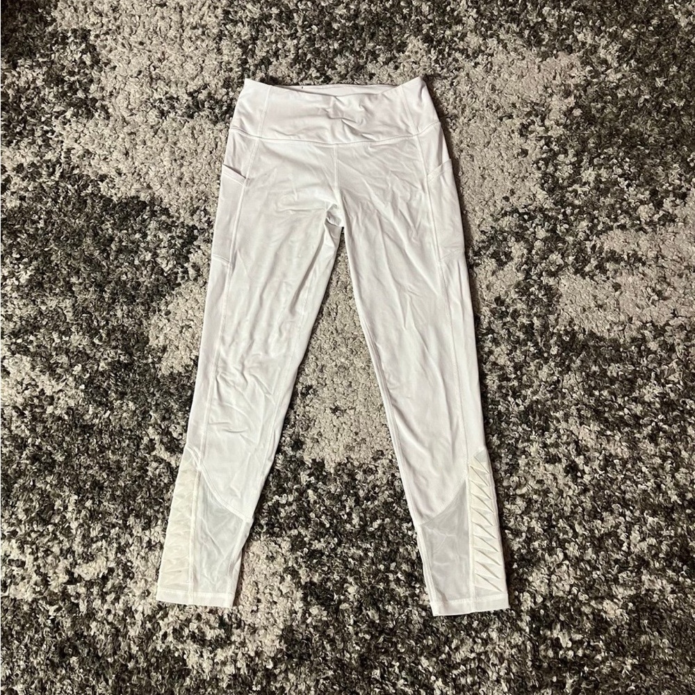 Victoria Sport White Leggings with Mesh Ankles